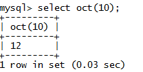 MySQL String OCT()函数