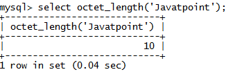 MySQL字符串OCTET_LENGTH()函数