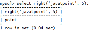 MySQL String RIGHT()函数