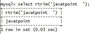 MySQL String RTRIM()函数