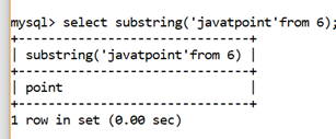 MySQL String SUBSTRING()函数