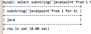 MySQL String SUBSTRING()函数