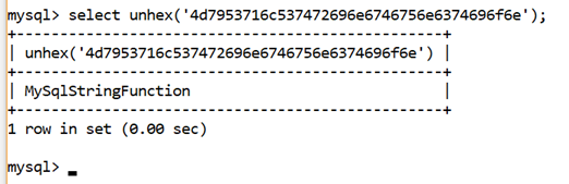 MySQL字符串UNHEX()函数