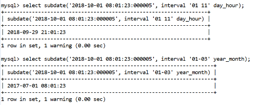 MySQL Subdate()Function