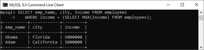 MySQL Subquery