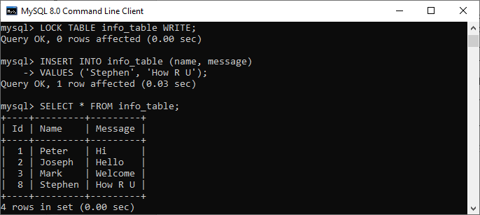 MySQL Table Locking