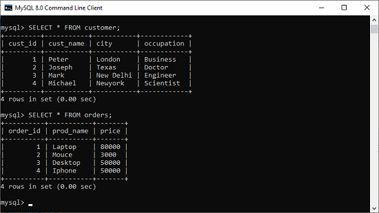 MySQL临时表