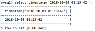 MySQL日期时间timestamp()功能