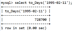 MySQL日期时间to_day()功能