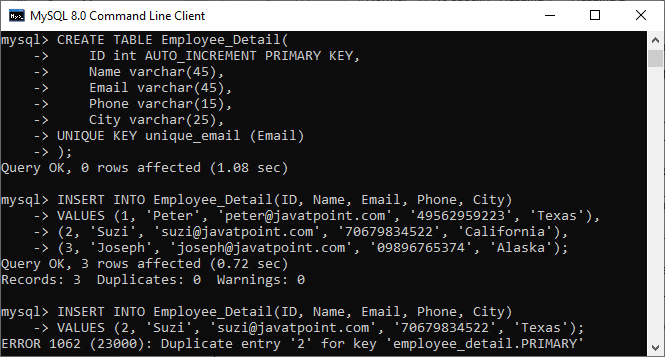 MySQL UNIQUE INDEX