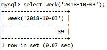 MySQL Datetime week()函数