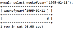 MySQL日期时间weekofyear()功能
