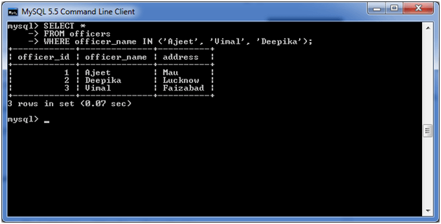 MySQL IN条件