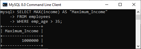 mysql max()function