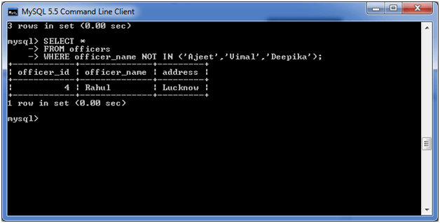 MySQL NOT Condition