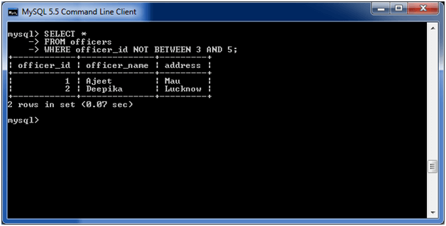 MySQL NOT Condition