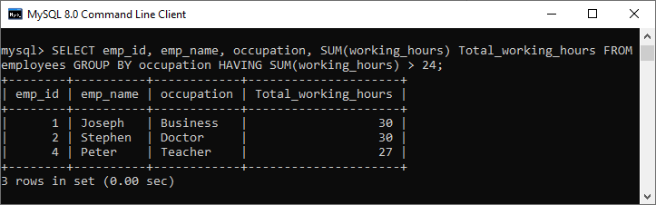 mysql sum()