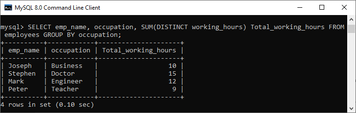 mysql sum()