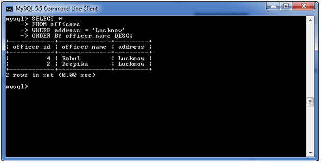 MySQL order by子句3