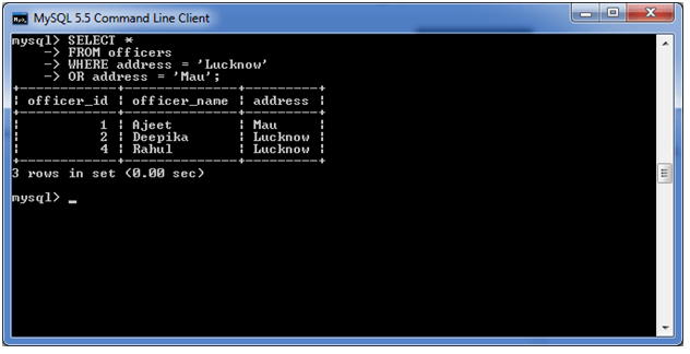 MySQL where子句