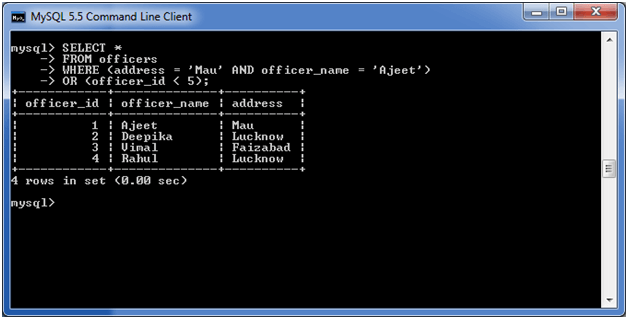 MySQL where子句