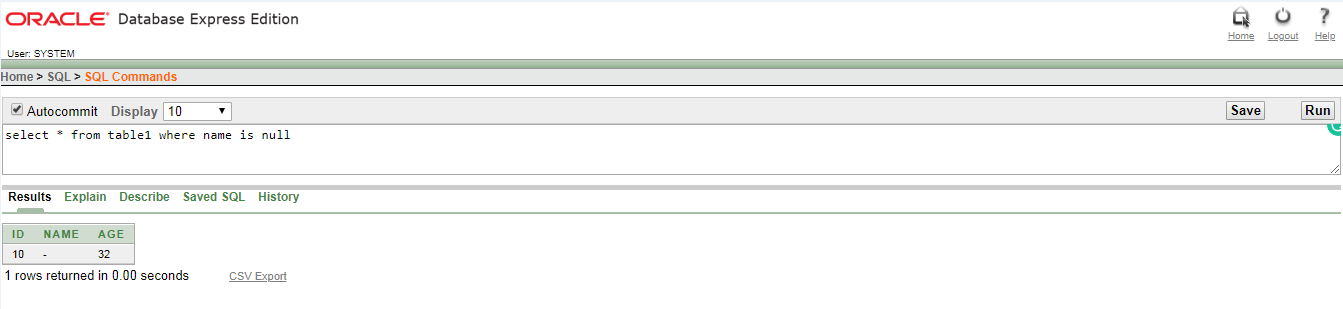 ORACLE NULL