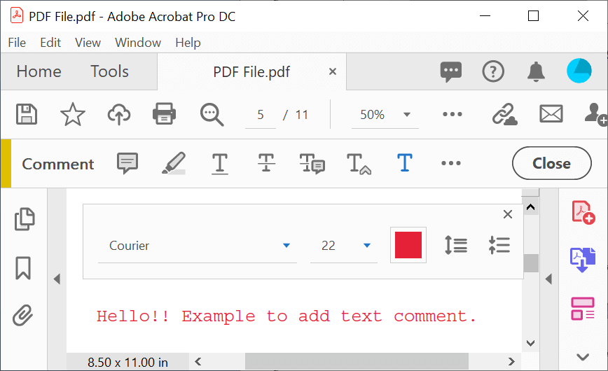 Add Comments in PDF