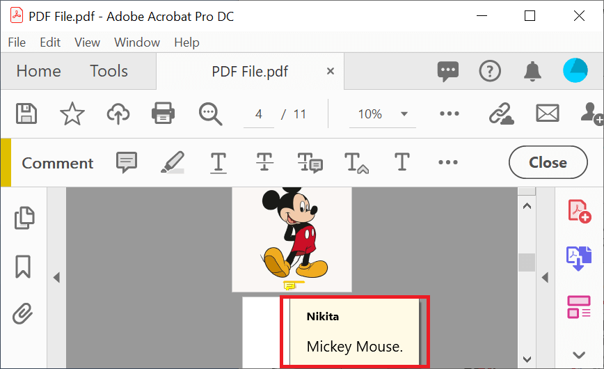 Add Comments in PDF