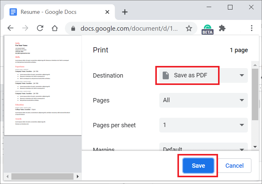 turn google doc into pdf
