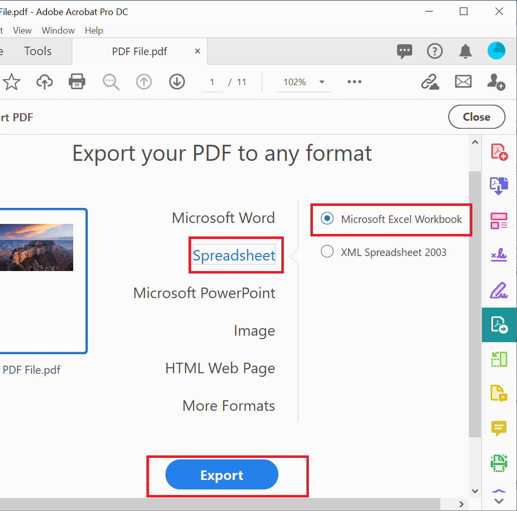 将PDF转换为Excel