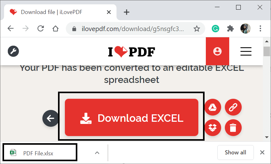 将 PDF 转换为 Excel