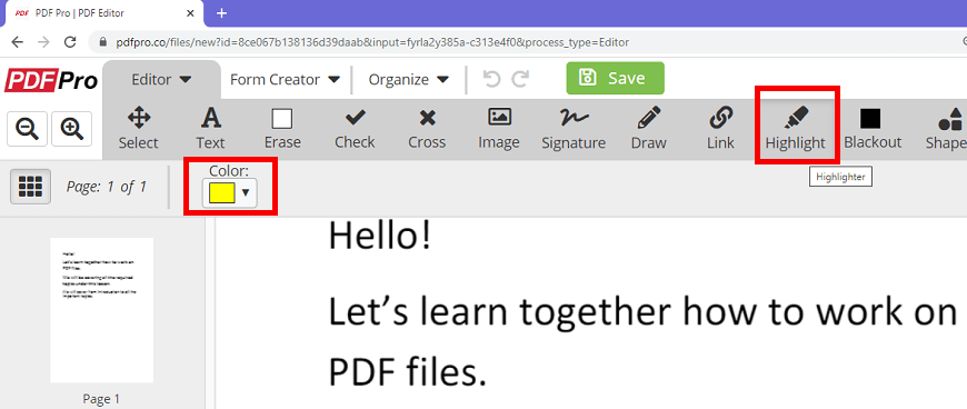 Highlight Text in PDF