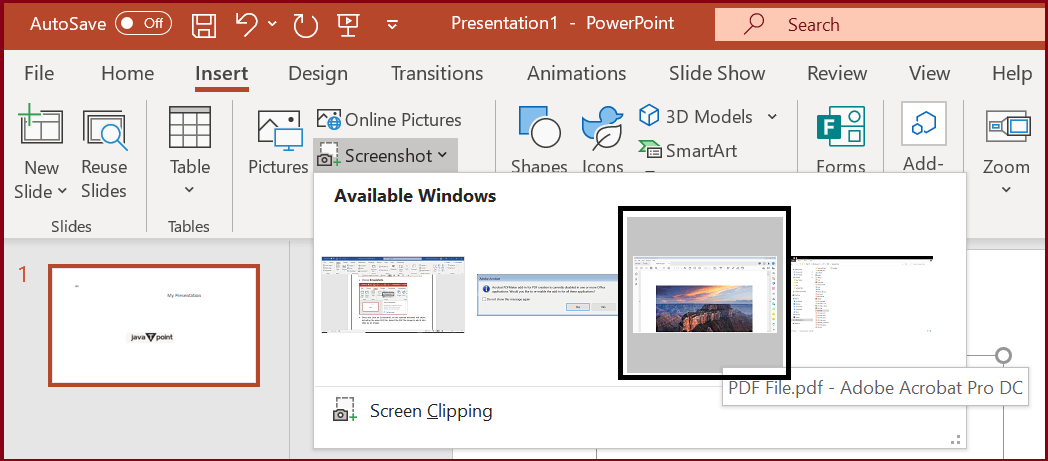 将PDF插入PowerPoint