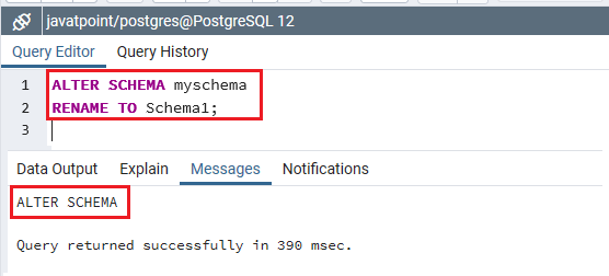 PostgreSQL ALTER Schema