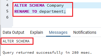 PostgreSQL ALTER Schema