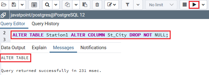 PostgreSQL ALTER table