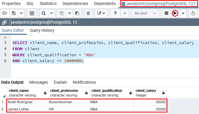 PostgreSQL AND Condition