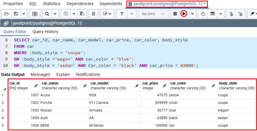 PostgreSQL AND＆OR Condition