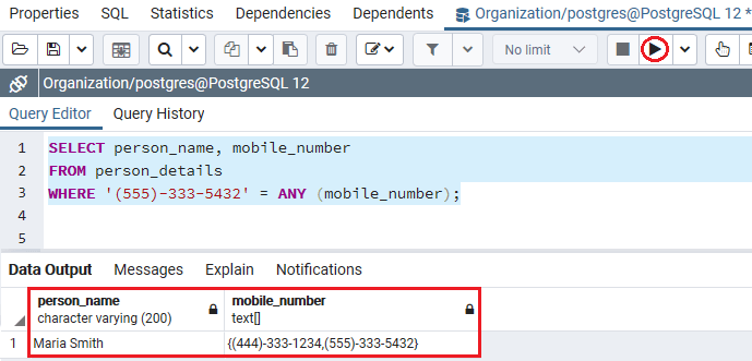 PostgreSQL Array