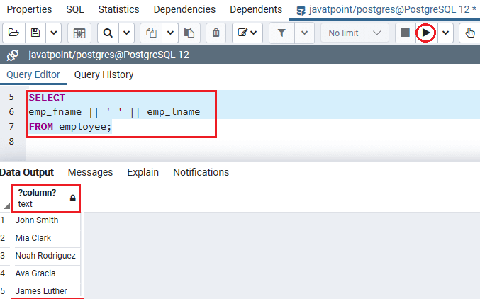 PostgreSQL Column Alias