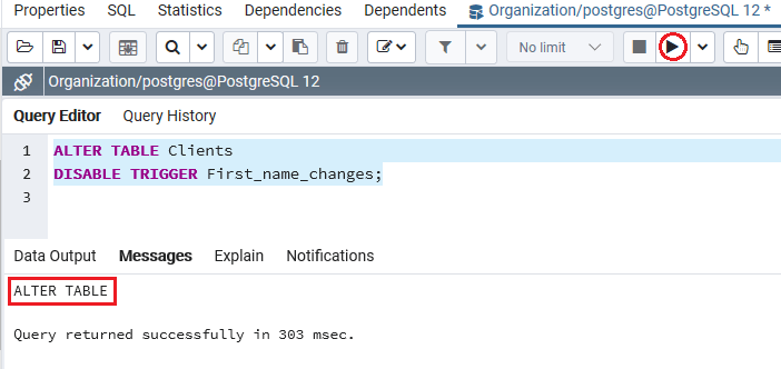 PostgreSQL DISABLE Trigger