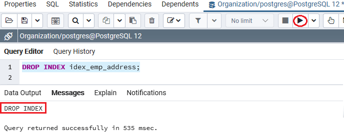 PostgreSQL Drop Index