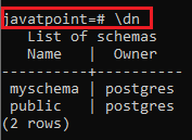 PostgreSQL Drop Schema