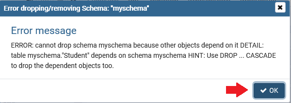 PostgreSQL Drop Schema