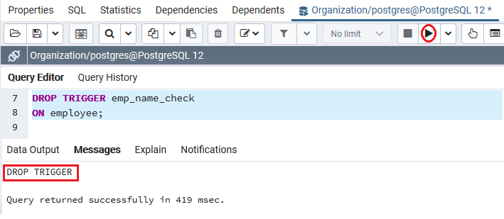 PostgreSQL DROP Trigger