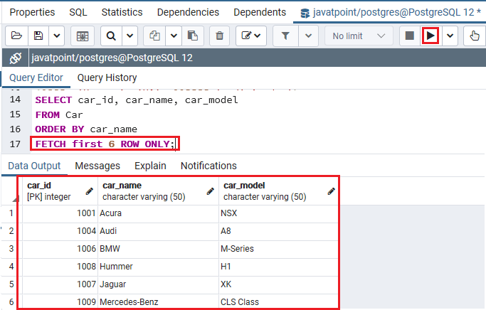 PostgreSQL Fetch Clause