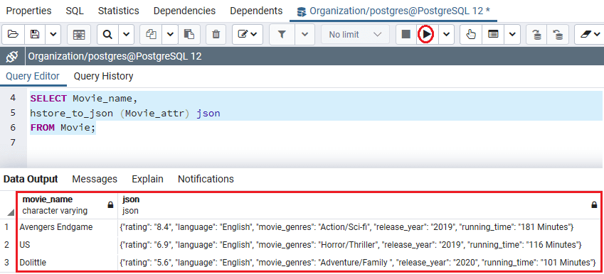 PostgreSQL hstore