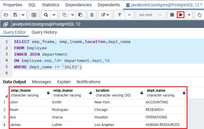 PostgreSQL INNER Join