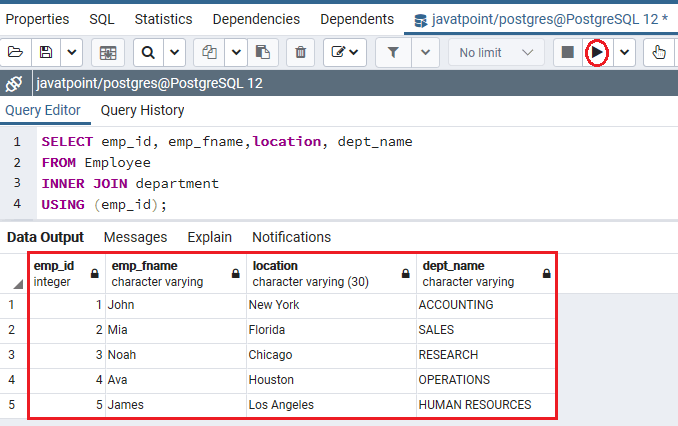 PostgreSQL INNER Join