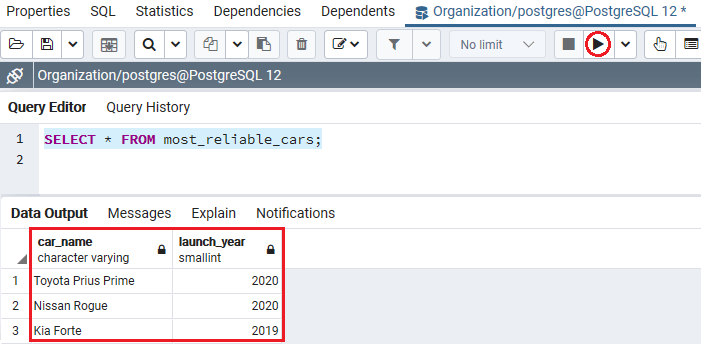 PostgreSQL INTERSECT